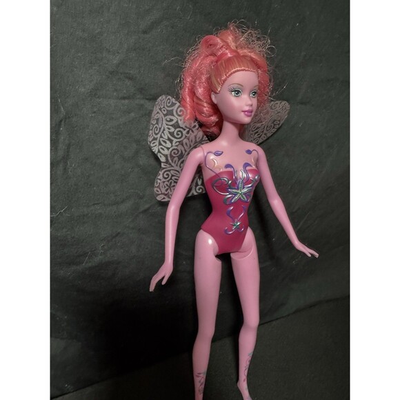 Barbie Fairytopia 2 Deco Pac Fairy Pink Hair Skin Glittery Lips Eyeshadow Doll - Picture 3 of 7